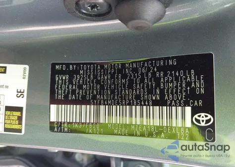 2024 Toyota Corolla Le from USA, damaged, VIN 5YFB4MDE5RP185448